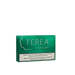 IQOS TEREA Green Uzbekistan heat-not-burn tobacco sticks pack and carton display