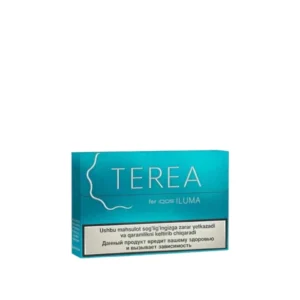 IQOS TEREA Turquoise Uzbekistan heat-not-burn tobacco sticks pack and carton display