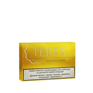 IQOS TEREA Yellow Uzbekistan heat-not-burn tobacco sticks pack and carton display