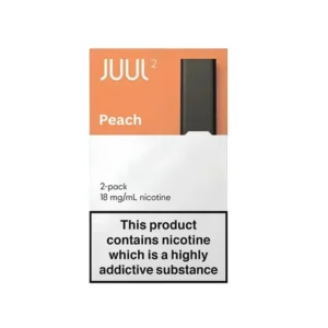 JUUL 2 Peach 18mg strength prefilled nicotine salt pods pack