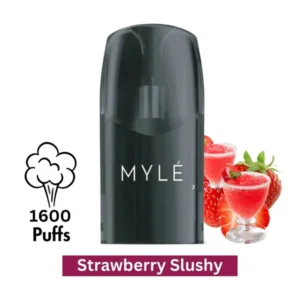 MYLE V5 Strawberry Slushy prefilled nicotine salt pods pack showing two replacement cartridges